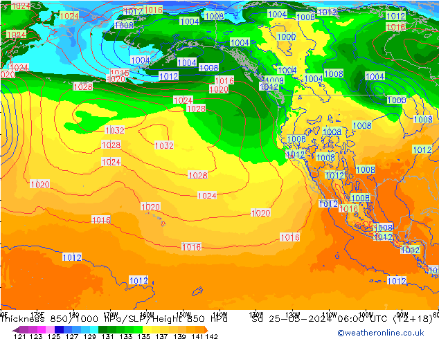 Thck 850-1000 hPa ECMWF Sáb 25.05.2024 06 UTC