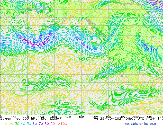 Stromlinien 500 hPa ECMWF Mi 29.05.2024 06 UTC