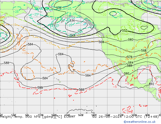 Z500/Regen(+SLP)/Z850 ECMWF zo 26.05.2024 12 UTC