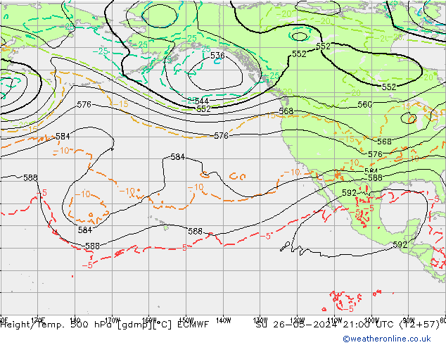Géop./Temp. 500 hPa ECMWF dim 26.05.2024 21 UTC