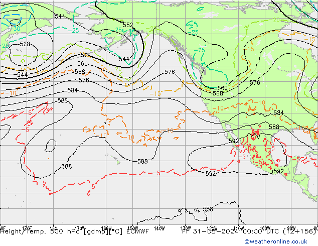 Z500/Rain (+SLP)/Z850 ECMWF Pá 31.05.2024 00 UTC