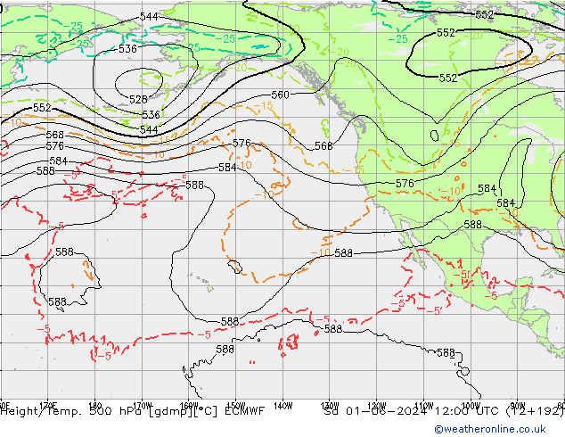 Z500/Rain (+SLP)/Z850 ECMWF Sa 01.06.2024 12 UTC