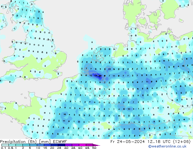 Z500/Rain (+SLP)/Z850 ECMWF 星期五 24.05.2024 18 UTC