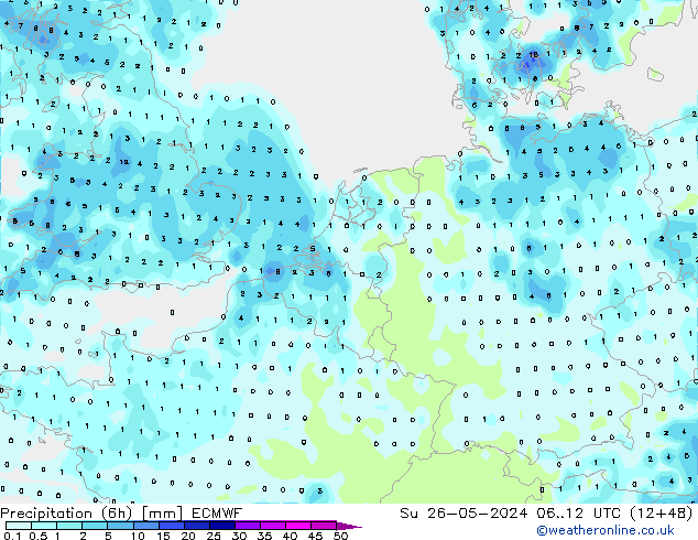 Z500/Rain (+SLP)/Z850 ECMWF So 26.05.2024 12 UTC