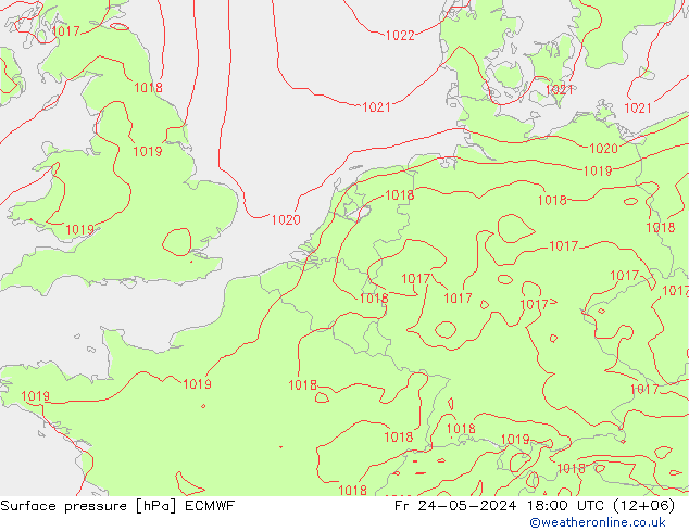 地面气压 ECMWF 星期五 24.05.2024 18 UTC