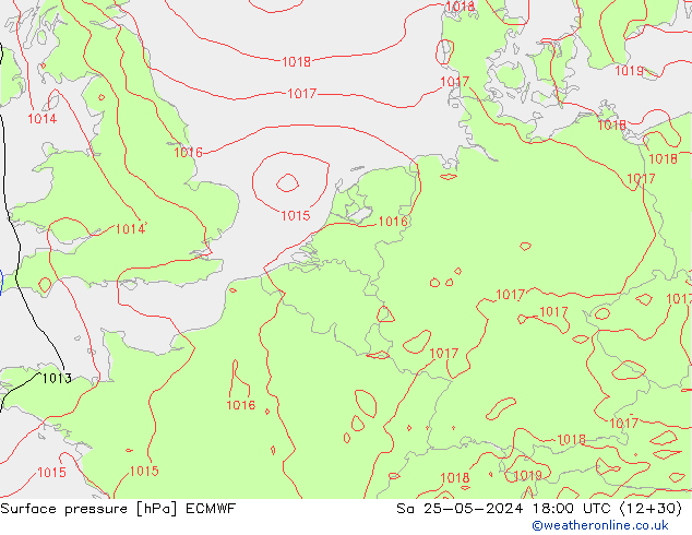 Surface pressure ECMWF Sa 25.05.2024 18 UTC