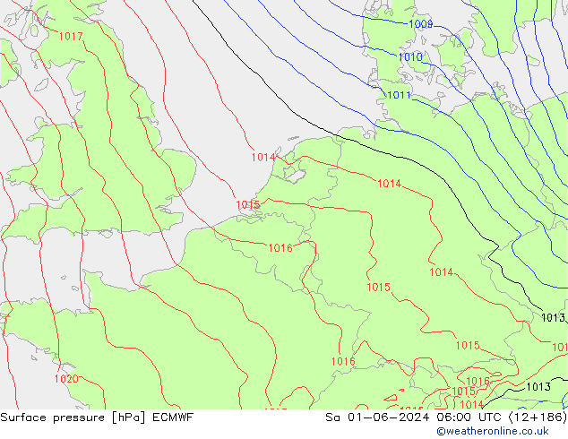 Bodendruck ECMWF Sa 01.06.2024 06 UTC