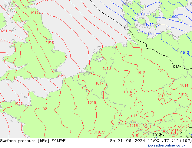 Surface pressure ECMWF Sa 01.06.2024 12 UTC