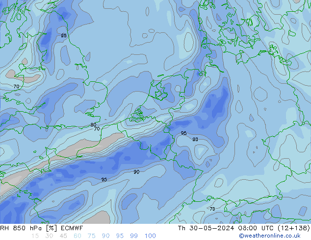 850 hPa Nispi Nem ECMWF Per 30.05.2024 06 UTC