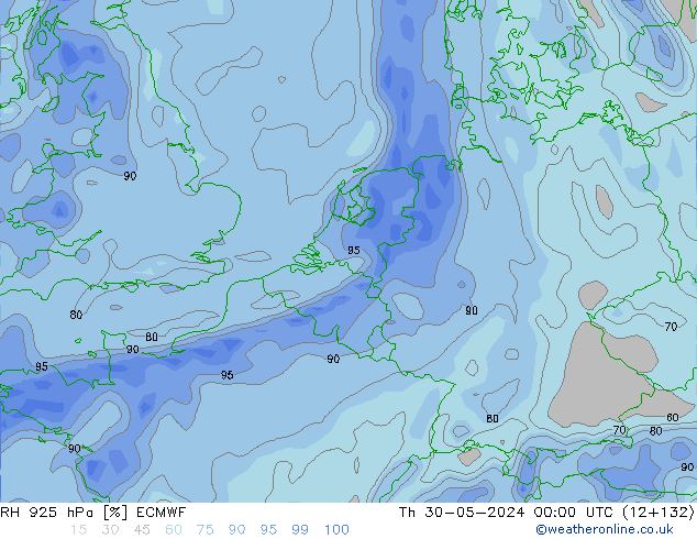 RH 925 hPa ECMWF Th 30.05.2024 00 UTC