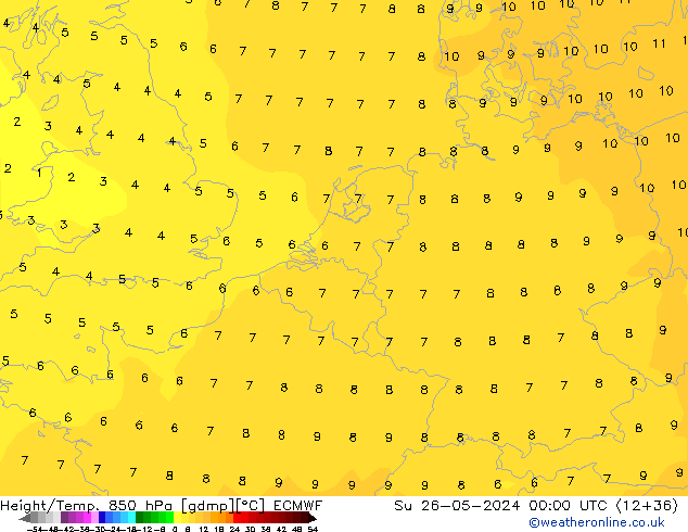 Z500/Rain (+SLP)/Z850 ECMWF Dom 26.05.2024 00 UTC