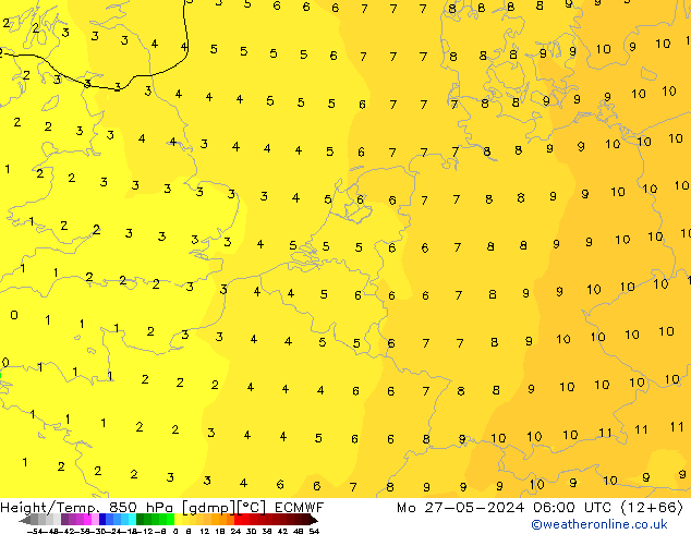 Z500/Rain (+SLP)/Z850 ECMWF Seg 27.05.2024 06 UTC