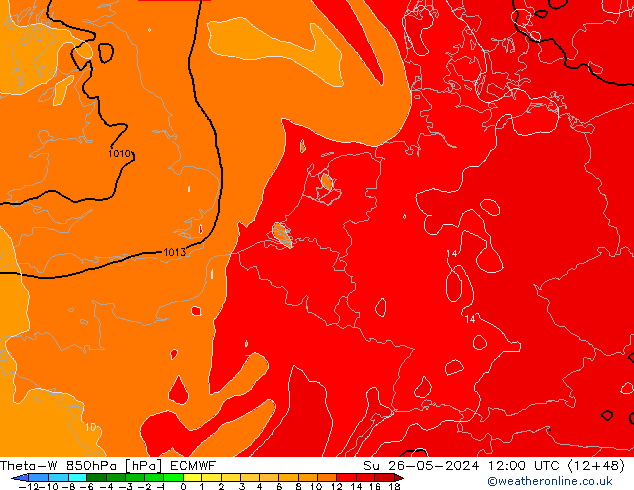 Theta-W 850hPa ECMWF Su 26.05.2024 12 UTC