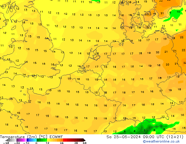 Sıcaklık Haritası (2m) ECMWF Cts 25.05.2024 09 UTC