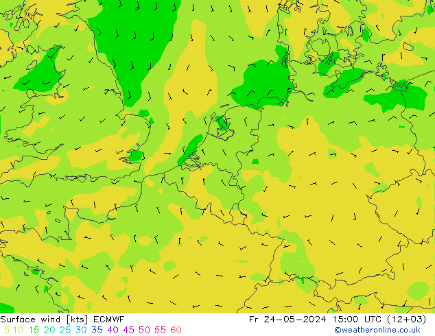 Vento 10 m ECMWF ven 24.05.2024 15 UTC