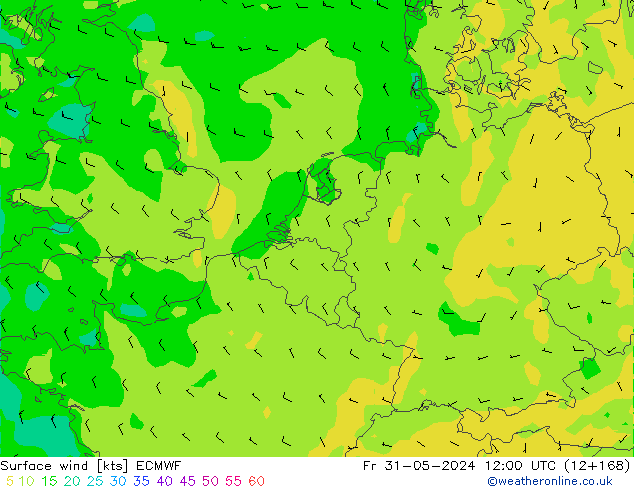 Vent 10 m ECMWF ven 31.05.2024 12 UTC