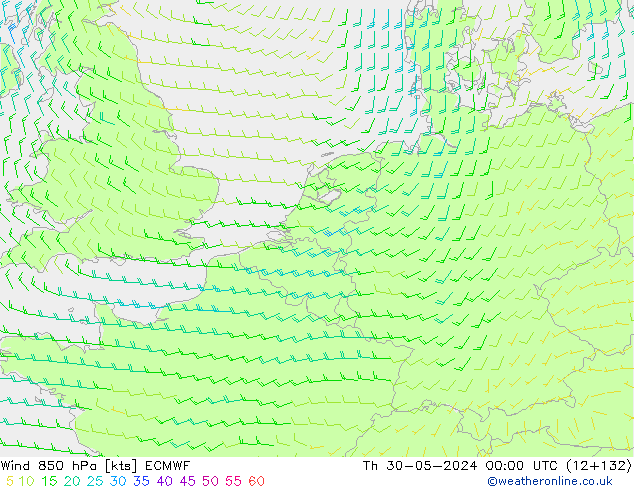 Wind 850 hPa ECMWF Th 30.05.2024 00 UTC