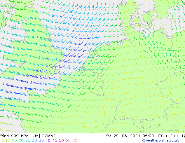 Rüzgar 900 hPa ECMWF Çar 29.05.2024 06 UTC