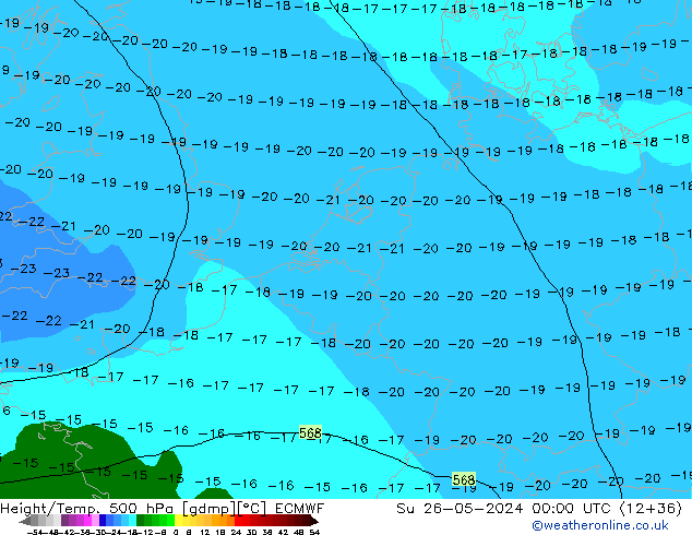 Z500/Rain (+SLP)/Z850 ECMWF Dom 26.05.2024 00 UTC