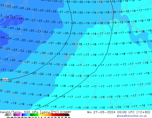 Z500/Rain (+SLP)/Z850 ECMWF Mo 27.05.2024 00 UTC