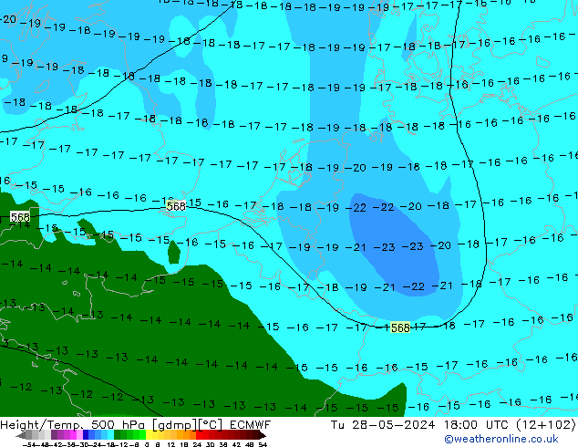 Z500/Rain (+SLP)/Z850 ECMWF mar 28.05.2024 18 UTC