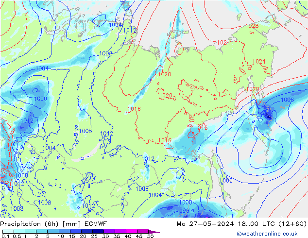 Z500/Rain (+SLP)/Z850 ECMWF пн 27.05.2024 00 UTC