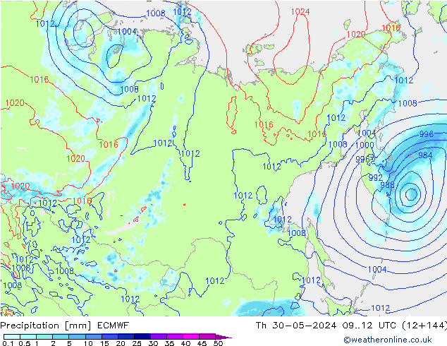 Precipitation ECMWF Th 30.05.2024 12 UTC