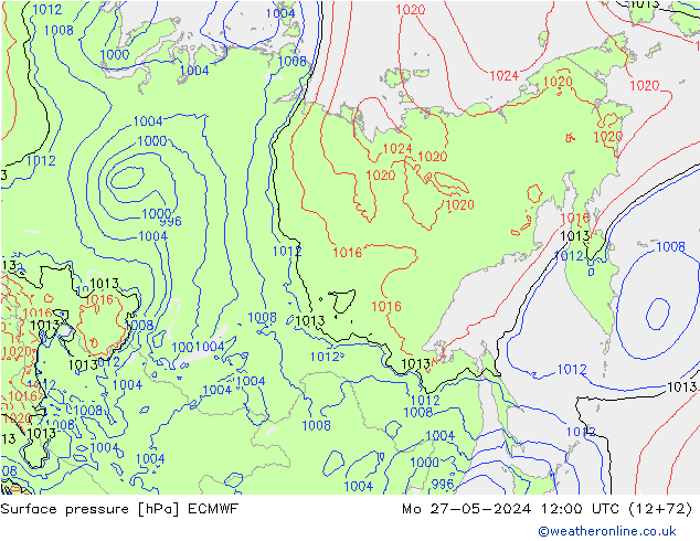 Pressione al suolo ECMWF lun 27.05.2024 12 UTC