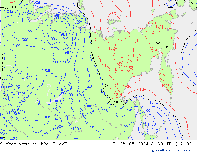 Luchtdruk (Grond) ECMWF di 28.05.2024 06 UTC