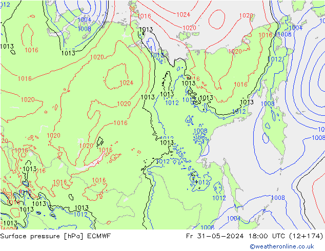 Surface pressure ECMWF Fr 31.05.2024 18 UTC