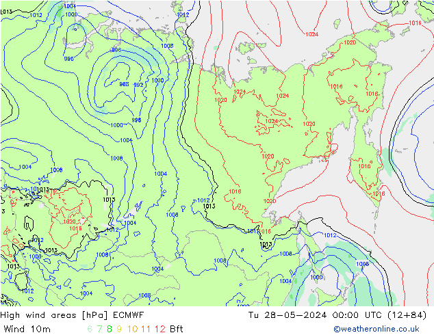 High wind areas ECMWF  28.05.2024 00 UTC