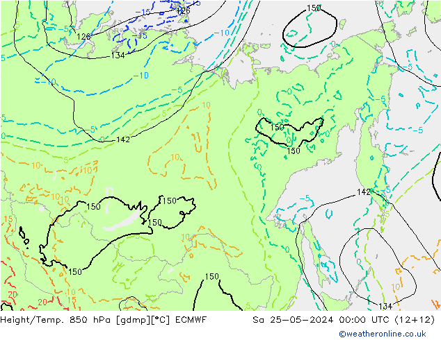 Z500/Rain (+SLP)/Z850 ECMWF сб 25.05.2024 00 UTC