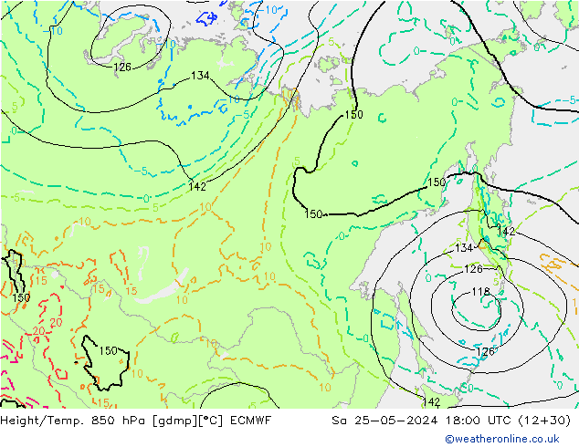 Z500/Rain (+SLP)/Z850 ECMWF Sa 25.05.2024 18 UTC