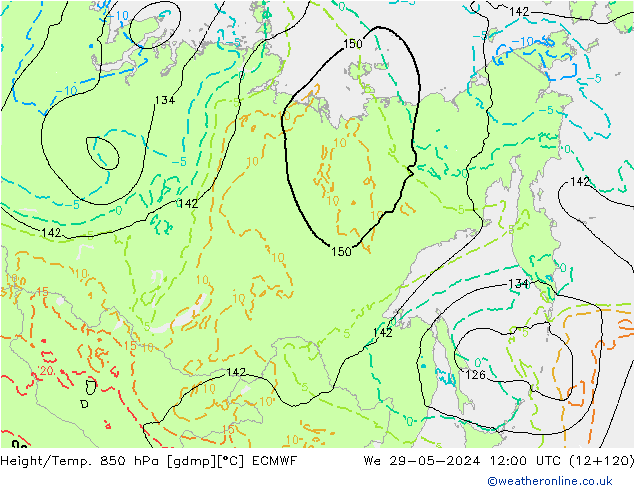 Height/Temp. 850 гПа ECMWF ср 29.05.2024 12 UTC