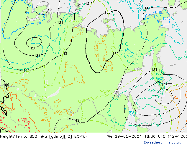 Z500/Rain (+SLP)/Z850 ECMWF We 29.05.2024 18 UTC