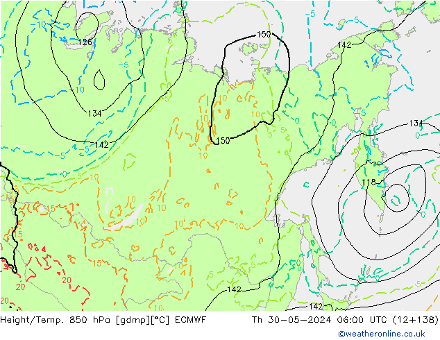 Z500/Rain (+SLP)/Z850 ECMWF czw. 30.05.2024 06 UTC