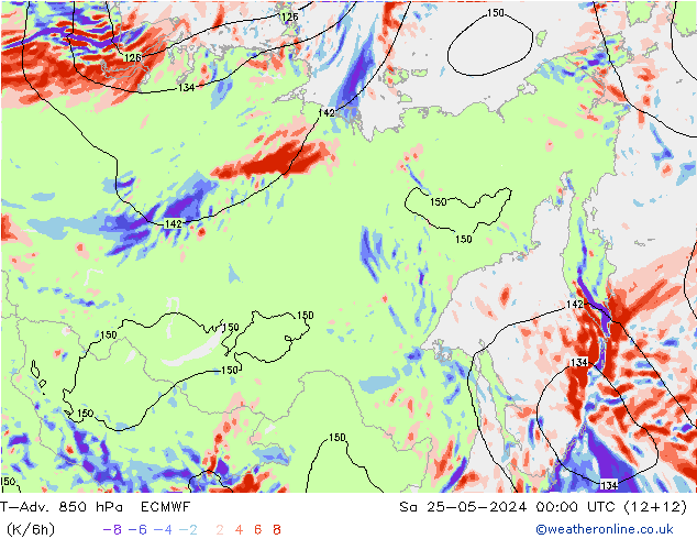 T-Adv. 850 hPa ECMWF Sáb 25.05.2024 00 UTC