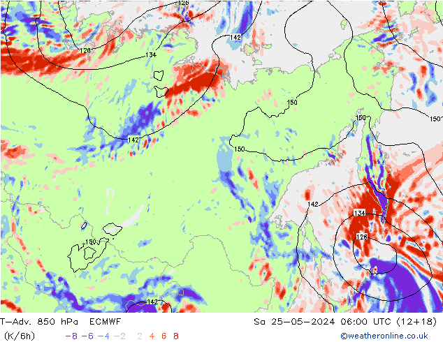 T-Adv. 850 hPa ECMWF sáb 25.05.2024 06 UTC