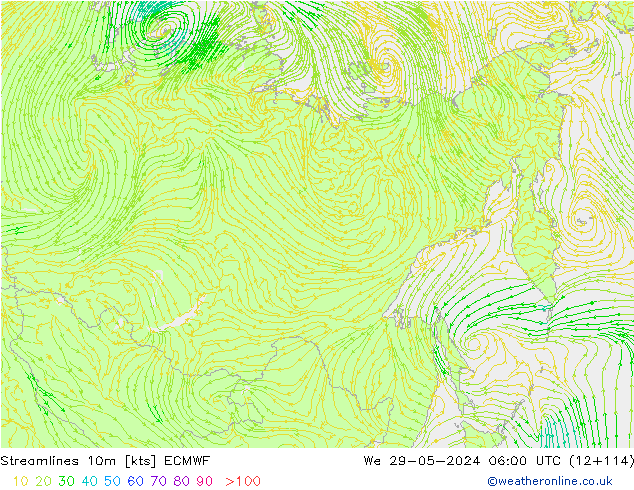 ветер 10m ECMWF ср 29.05.2024 06 UTC