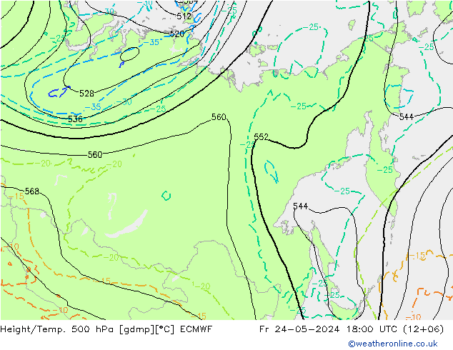 Z500/Rain (+SLP)/Z850 ECMWF Pá 24.05.2024 18 UTC