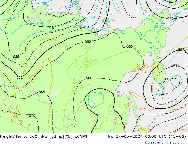 Z500/Rain (+SLP)/Z850 ECMWF Seg 27.05.2024 06 UTC