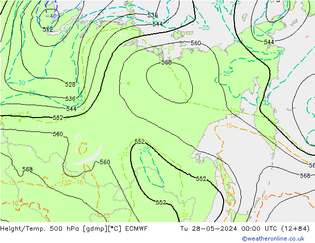 Height/Temp. 500 hPa ECMWF  28.05.2024 00 UTC