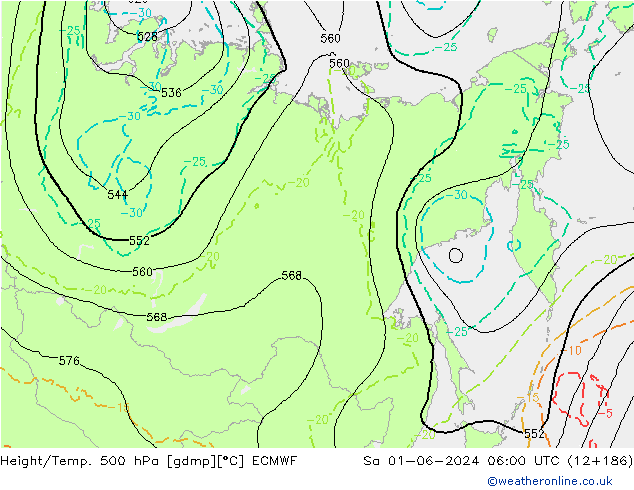 Z500/Yağmur (+YB)/Z850 ECMWF Cts 01.06.2024 06 UTC