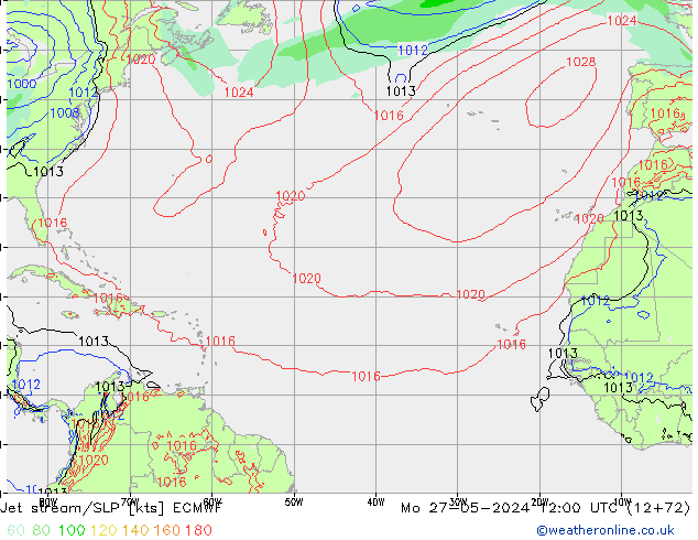 Jet stream/SLP ECMWF Po 27.05.2024 12 UTC