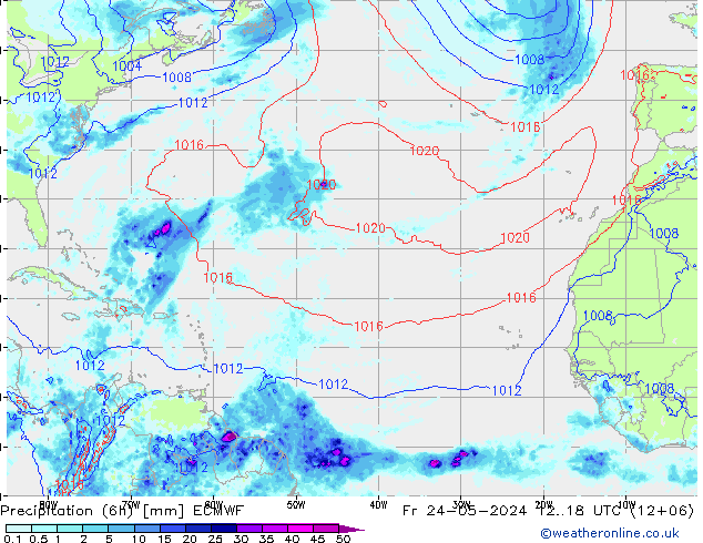 Z500/Regen(+SLP)/Z850 ECMWF vr 24.05.2024 18 UTC