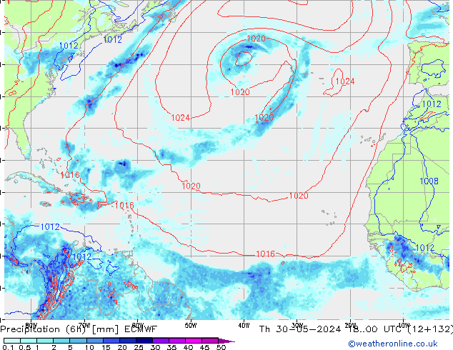 Z500/Rain (+SLP)/Z850 ECMWF Th 30.05.2024 00 UTC