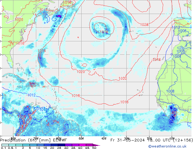 Z500/Rain (+SLP)/Z850 ECMWF Fr 31.05.2024 00 UTC