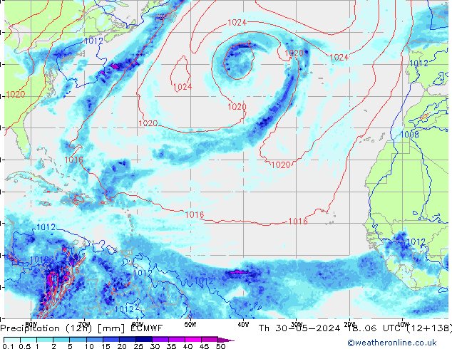 opad (12h) ECMWF czw. 30.05.2024 06 UTC