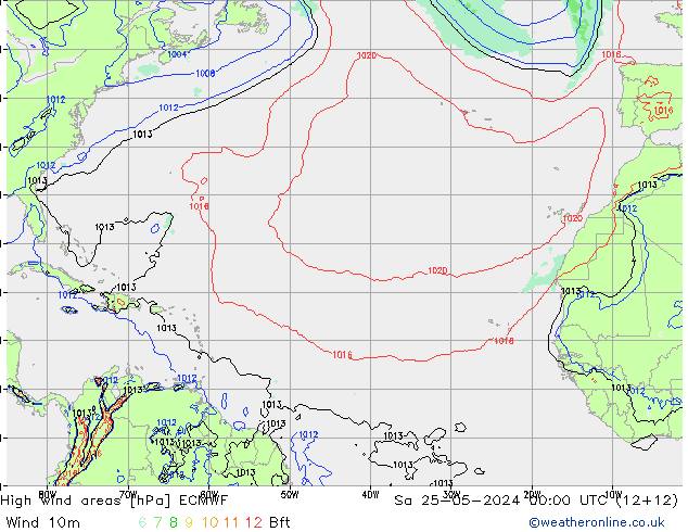 Izotacha ECMWF so. 25.05.2024 00 UTC