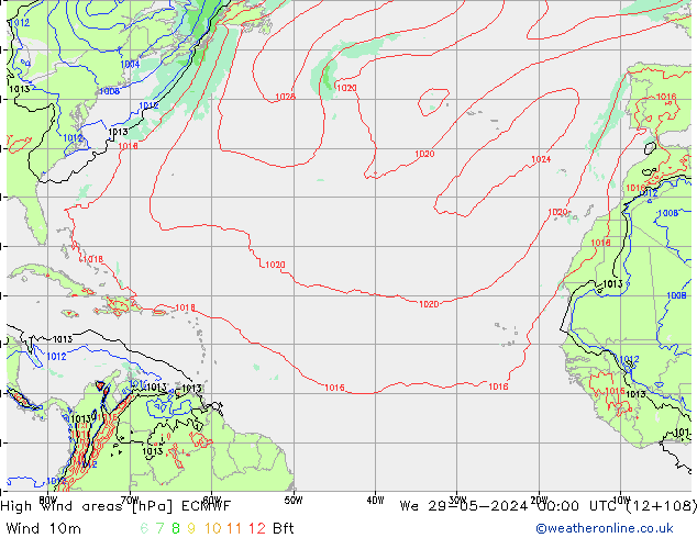 High wind areas ECMWF Qua 29.05.2024 00 UTC